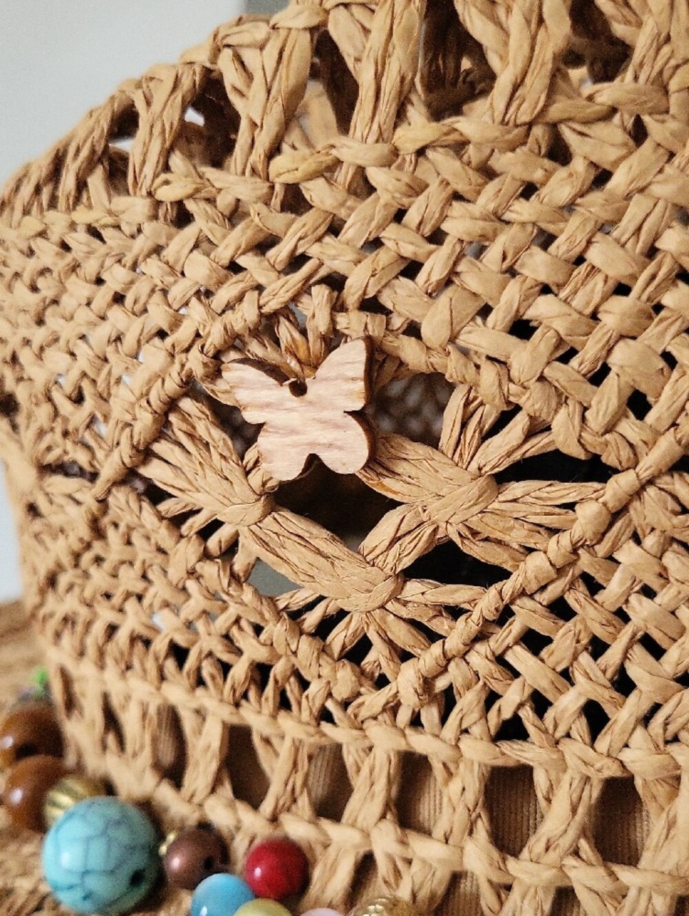 Western Cowgirl Straw Sun Hat with Beaded Accent - Tan - Picture 12 of 14